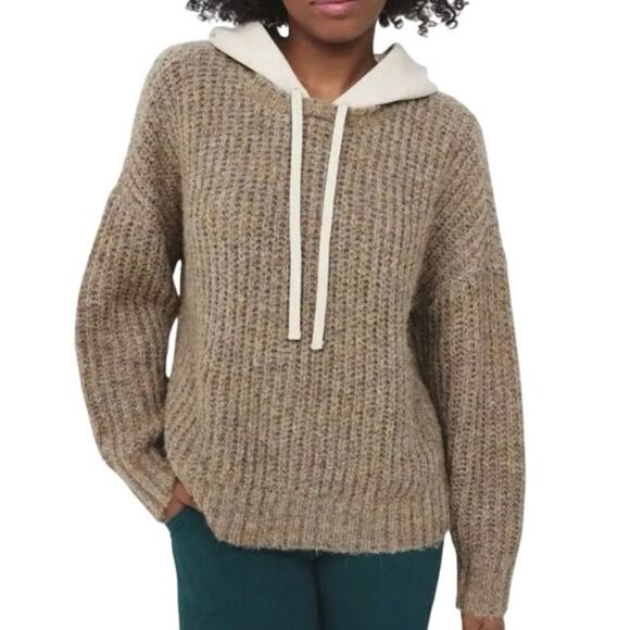 OFFLINE by Aerie Ribbed Knit Sweater Hoodie in Tree Line Brown Size XL - Picture 1 of 10